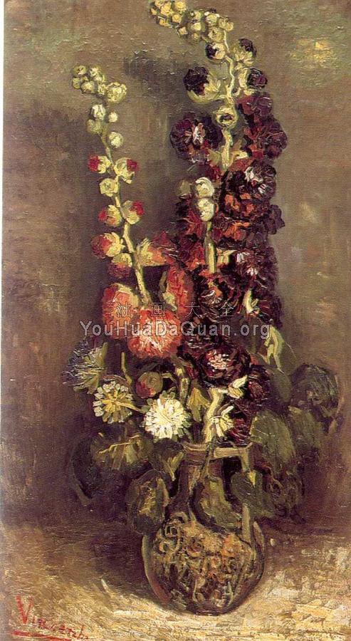 花瓶中的蜀葵 - 文森特·威廉·梵高